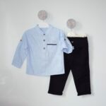 Compleu Cămașă Și Pantalon Bleu-Negru