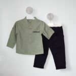 Compleu Cămașă Și Pantalon Verde-Negru