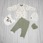 Set 5 Piese Ursuleț Pe Bicicletă Verde